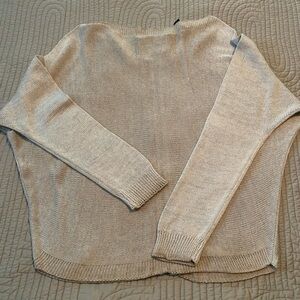 Venti6 Sweater, zipper back, gold thread accent, cool summer sweater EUC